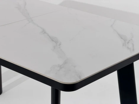 Стол НОРД 140 цвет Белый мрамор MATTE, керамика / Черный каркас M-City 64763