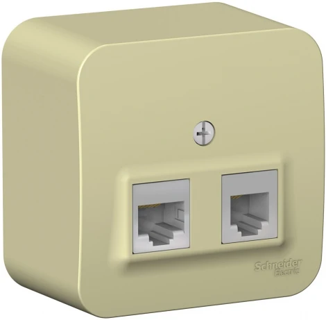 Розетка накладная телефонная RJ-11 + Ethernet RJ-45 (бежевый) Systeme Electric Blanca BLNIA045117
