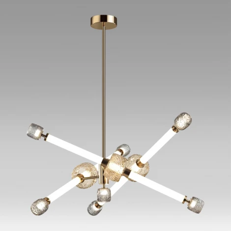 Потолочная люстра на штанге Odeon Light Kliff 5426/54CL золотой/белый/дымчатый/коньячный/металл/стекло/акрил LED 54W 3000K (220V)