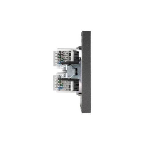 Розетка компьютерная двойная RJ45+RJ45 кат6 с/у графит Kranz Strong KR-78-0725-6