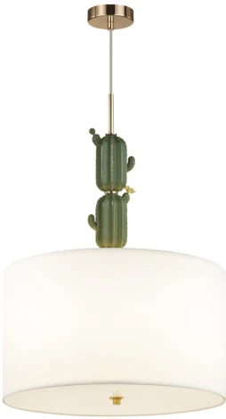 Подвесной светильник Odeon Light Cactus 5425/3 золотой/зеленый/белый/металл/керамика/ткань E27 3*60W (220V, на проводе, круглые)