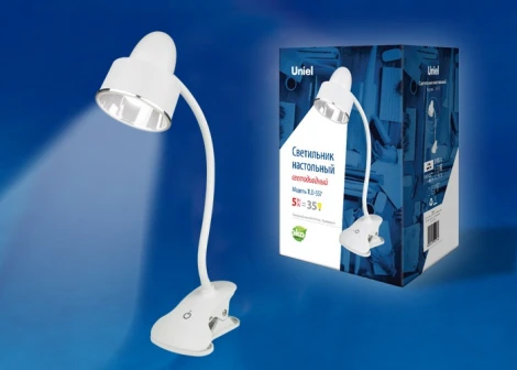 Интерьерная настольная лампа на прищепке Uniel TLD-557 Beige/LED/350Lm/5500K/Dimmer (220V, диммер, сенсорный выключатель)