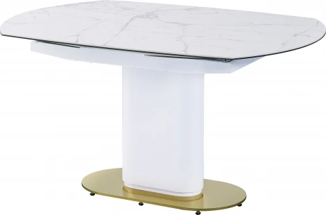 Стол обеденный IST-CASA раскладной Атриум MC22122DT, 140(200)х100х77 см, белый мрамор