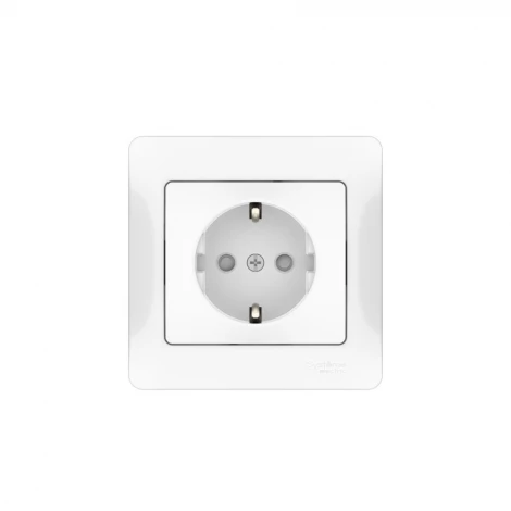 Розетка с заземлением и шторками (белый) Systeme Electric GSL000144S