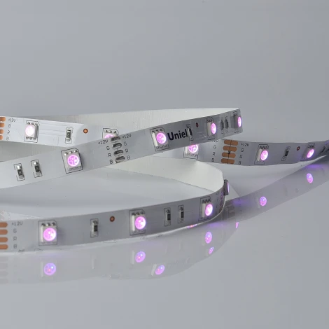 Светодиодная лента Uniel ULS-M22-5050-30LED/m-10mm-IP20-DC12V-7,2W/m-5M-RGB PROFI катушка в герметичной упаковке