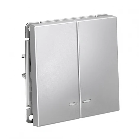 Выключатель двухклавишный с подсветкой (алюминий) Systeme Electric GAL000353
