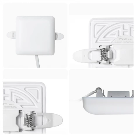 Встраиваемый светодиодный светильник безрамочный 9Вт (6Вт+3Вт) 770Лм 6500К IP20 квадрат, 3 режима свечения, регулировка под посадочное отверстие 55-75мм, ал. корпус Apeyron 06-113