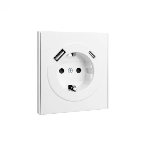 Розетка 1-ая с/з с/у з/ш 16А с USB A+C быстрой зарядки 5В/3А жемчуг Kranz Strong KR-78-0704-4