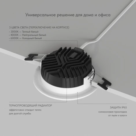 Точечный встраиваемый влагозащищенный светильник Denkirs Versa DK2461-WH