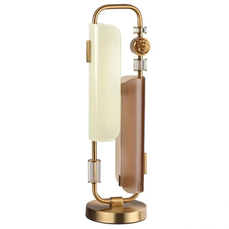 Настольная лампа Odeon Light Lion 5467/10TL белый/коричневый/античная бронза/металл/стекло/декор металл LED x 10W (5W*2) 3000K