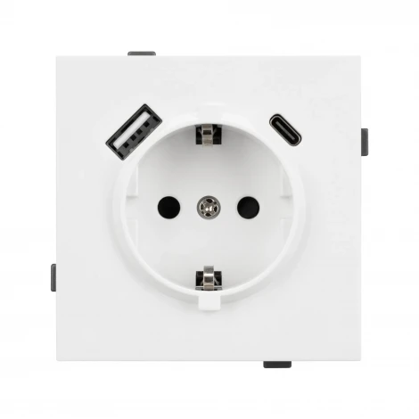 Механизм розетки с USB зарядкой SCT-TENDO-MUAC-PL-WH (230V, 16A) (Arlight, Белый) 054086