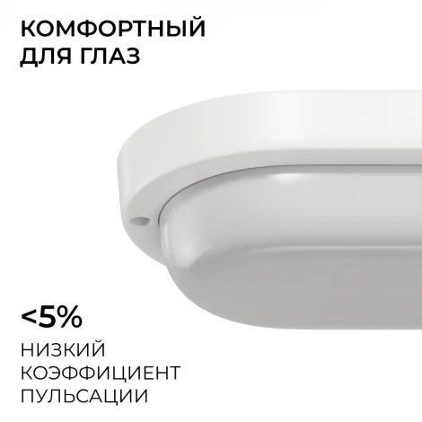 Настенно-потолочный светильник светодиодный герметичный 18Вт 1350лм 6500К IP65 овал, белый OGM О28-12
