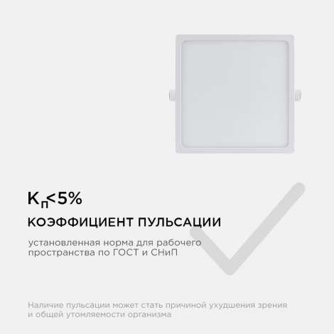 Потолочный встраиваемый светильник светодиодный квадратный 220В 20Вт 1600лм встроенный изолированный драйвер 6500K Apeyron 06-60