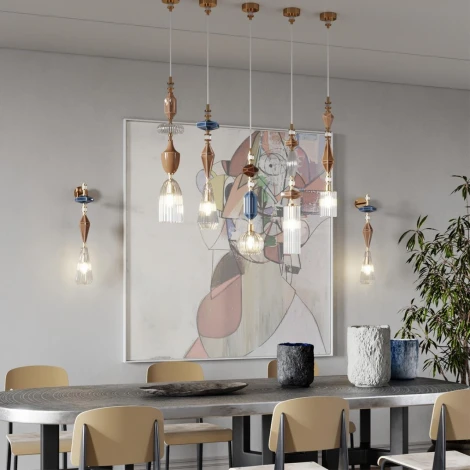 Бра Odeon Light Terra 5414/1WB античная бронза/терракот/синий/стекло/керамика E14 1*40W (220V)