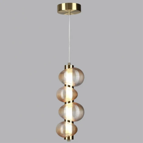 Подвесной светильник Odeon Light Bruco 5095/17L латунный/янтарный градиент/металл/стекло LED 17W 4000K (220V, на проводе, бусы)