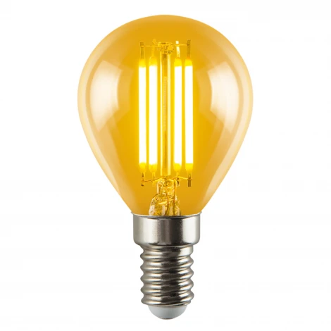 Лампа светодиодная, форма «шар», янтарная колба Volpe Vintage LED-G45-5W/AMBER/E14/VLF