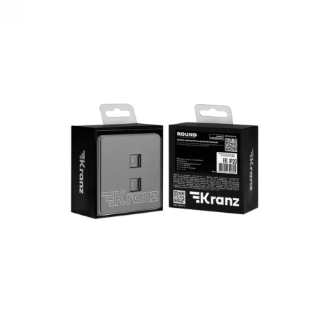 Розетка компьютерная двойная RJ45+RJ45 кат6 с/у титан Kranz Round KR-78-0725-2