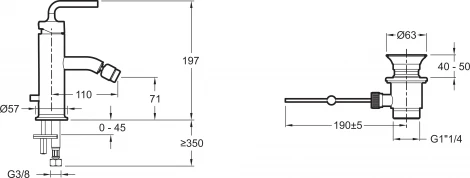 Смеситель Jacob Delafon Purist E14434-4A-CP для биде