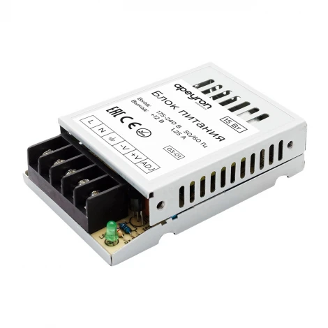Блок питания 12В, 15 Вт, IP20,1,25А, металл Apeyron 03-01