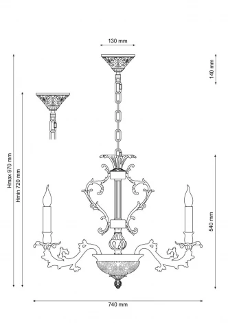 Подвесная люстра Lucia Tucci Firenze 1780.8.2 antique gold (220V, на цепи, подсвечник, свеча, листья, ветки)