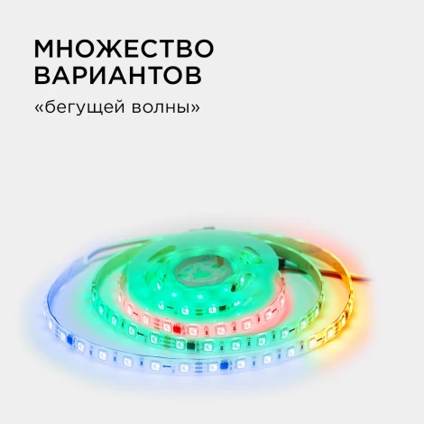 Комплект адресной светодиодной ленты 24В 14,4Вт/м SMD5050 60д/м IP65 ширина подложки 10мм(белая) 2м, RGB с аксессуарами Apeyron 10-95