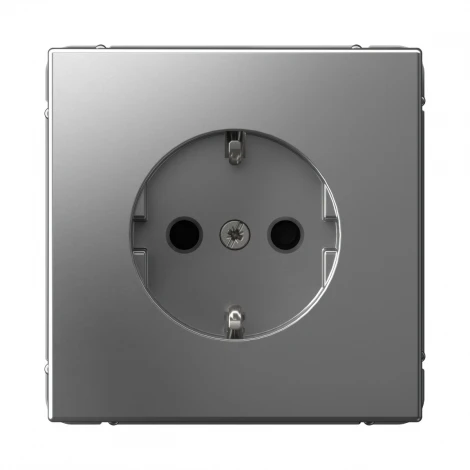Розетка с заземлением и шторками (сталь) Systeme Electric GAL000945S
