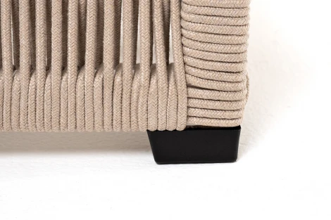 "Ривьера" шезлонг плетеный из роупа, каркас алюминий белый муар, роуп бежевый круглый, ткань бежевая 052 4SIS RIV-SH-001 W Mua beige(beige15052)