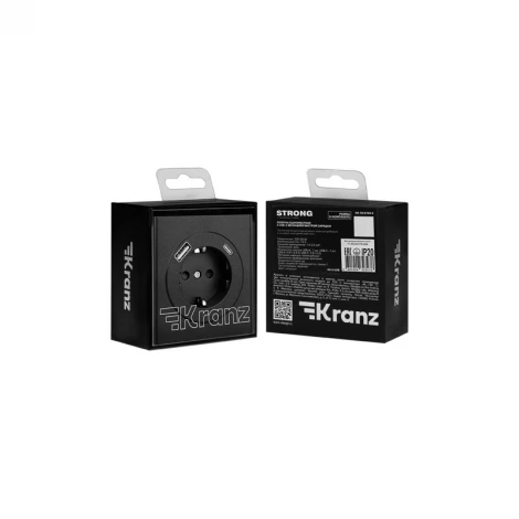 Розетка 1-ая с/з с/у з/ш 16А с USB A+C быстрой зарядки 5В/3А антрацит Kranz Strong KR-78-0704-5