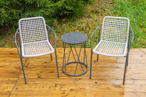 "Тунис" стул плетеный из роупа, каркас алюминий темно-серый (RAL7024), роуп светло-серый 4SIS 1-101270-RAL7024