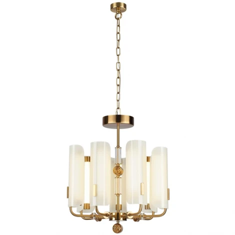 Подвесная/потолочная люстра Odeon Light Lion 5467/35L белый/коричневый/античная бронза/металл/стекло/декор металл LED x 35W (5W*7) 3000K