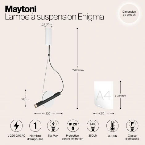 Подвесной светильник Enigma MOD150PL-L5W3K (LED, 220V, на тросе)