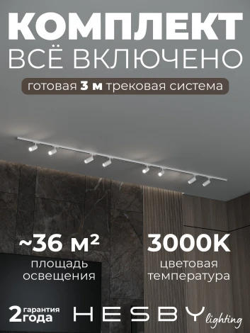 Трековая система в сборе накладная однофазная 220V Hesby Lighting Skylite №3 HSBL_kompl_S003_NI3W3K