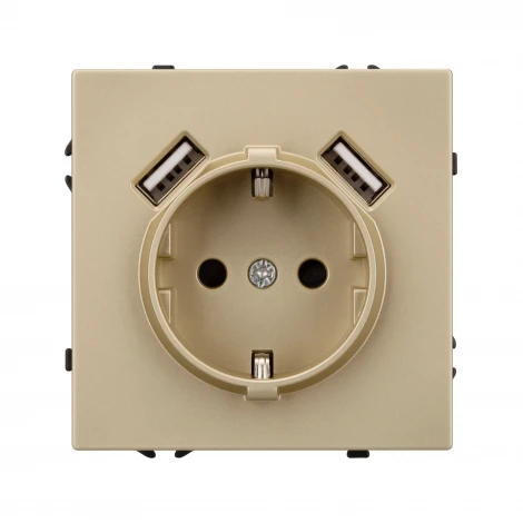 Розетка ARL NOBE зк со шторками с USB тип А+А софт-тач золотой песок SCT-MUAA-SFPL-GD (250V, 16A) (Arlight,) 054290(1)