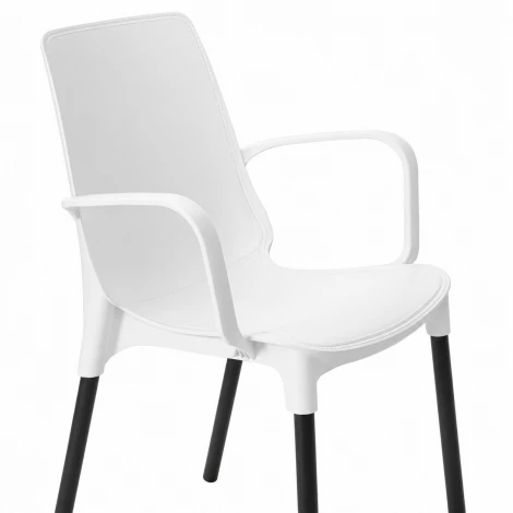 Стул Джениус/Genius с подлокотником пластик/металл, белый/опоры черный (Комплект из 4 шт.) Tetchair 26138