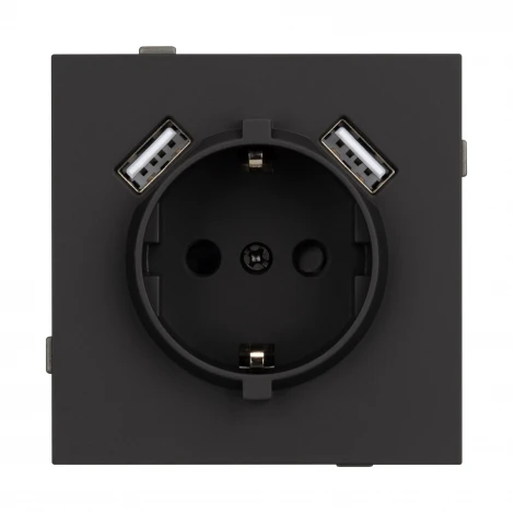 Механизм розетки с USB зарядкой SCT-TENDO-MUAA-SFPL-BK (230V, 16A) (Arlight, Матовый черный) 054603