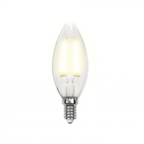 Лампочка светодиодная свеча прозрачная E14 6W 3000K Uniel LED-C35-6W/WW/E14/FR PLS02WH