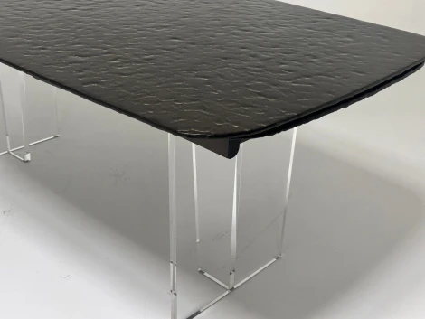 Стол ЛАУРИТЦ (LAURITS) 200 цвет БРОНЗА (GOLDEN), стекло BUBBLE / Прозрачный каркас ®DISAUR M-City 64664