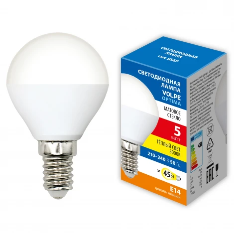 Лампочка светодиодная Volpe LED-G45-SLS LED-G45-5W/3000K/E14/FR/SLS