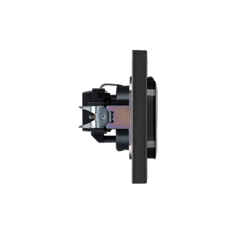 Розетка 1-ая с/з с/у, со шторками и крышкой 16А графит Kranz Strong KR-78-0702-6