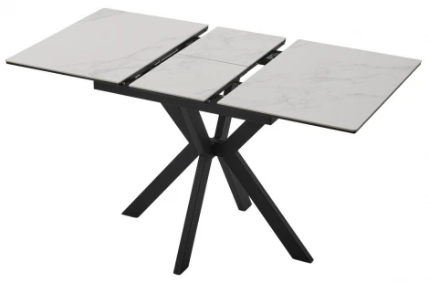 Стол КОМИЛЬФО МИНИ 100 цвет БЕЛЫЙ МРАМОР с прожилками латте, керамика / ЧЕРНЫЙ M-City 64595