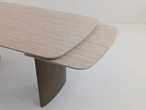 Стол КАЛВИН (CALVIN) 180 цвет ТРАВЕРТИН (MATTE ROME TRAVERTINE SOLID CERAMIC) / СЕРЫЙ ДУБ, ®DISAUR M-City 64672