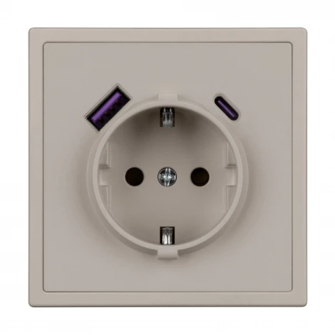 Розетка ARL NOBE зк со шторками с USB тип А+С софт-тач кашемир SCT-MUAC-SFPL-CA (250V, 16A) (Arlight,) 059444(1)