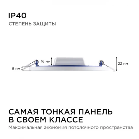 Потолочный светильник светодиодный встраиваемый 220В 18Вт 1440лм изолированный драйвер 6500K Apeyron 06-55