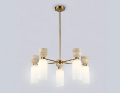 Потолочная люстра на штанге с травертином Ambrella Ceramo Modern LH53325