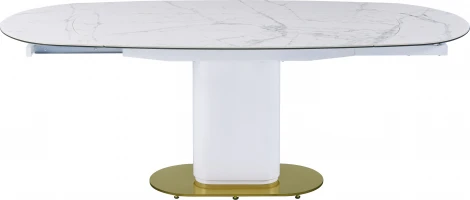 Стол обеденный IST-CASA раскладной Атриум MC22122DT, 140(200)х100х77 см, белый мрамор