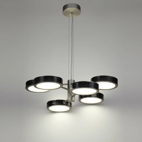 Подвесна люстра светодиодная Odeon Light Riviera 5451/99LB черный/никель/металл/керамика/акрил LED 99W 2000К/3000K/4000K