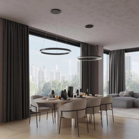 Подвесной светильник светодиодный диммируемый Novotech Sotto 359450 черный (регулировка яркости, 220V, управление смартфоном, умный дом - Алиса, Tuya Smart, на тросе, кольцо)