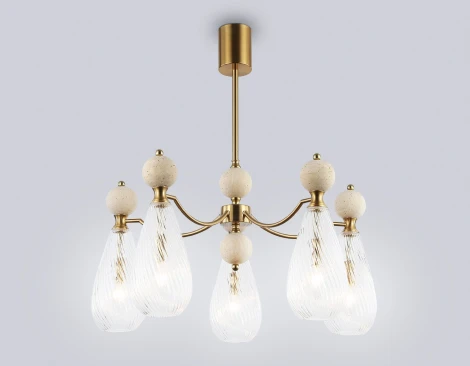 Потолочная люстра на штанге с травертином Ambrella Ceramo Modern LH53286