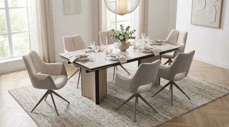 Стол СТРАДИВАРИ 200 цвет Гластонбери (GLASTONBURY SAVIA MATT), керамика / Дуб Галиано светлый M-City 64720