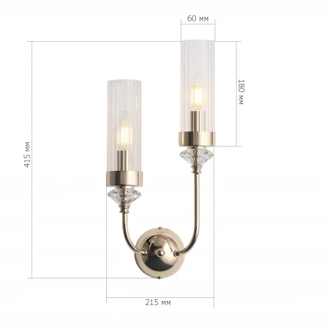 Бра ST Luce Элегра SL1402.201.02 латунь/прозрачный E14*2 40W